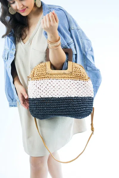 Bag Boutique Beach Babe Crossbody Bag In Tan In Blue