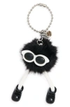 Bag Crap Walking Pompom Bag Charm In Black