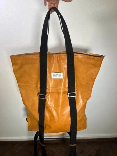 Pre-owned Bag X Maison Margiela Bag Leather Artisanal Travel Duffel Vintage In Orange
