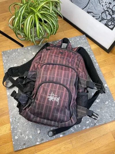 Pre-owned Bag X Stussy Vintage Stussy Bag Backpack In Black Red