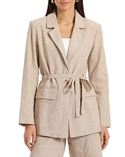 Bagatelle Belted Blazer Jacket In Sand Silver