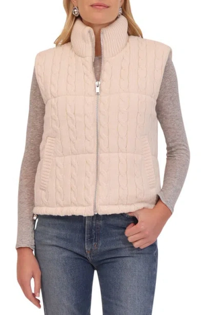 Bagatelle Cable Stitch Puffer Vest In Ivory