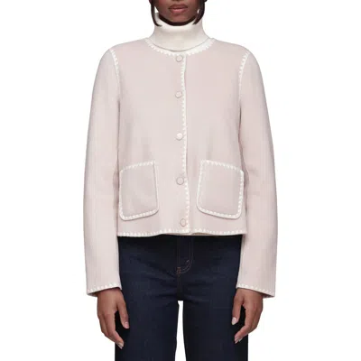 Bagatelle Contrast Stitch Collarless Jacket In White