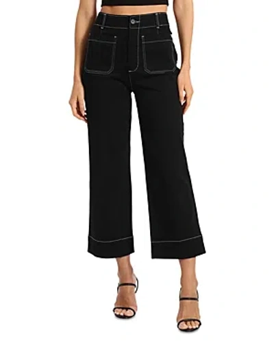 Bagatelle Contrast Stitch Crop Wide Leg Pants In Black