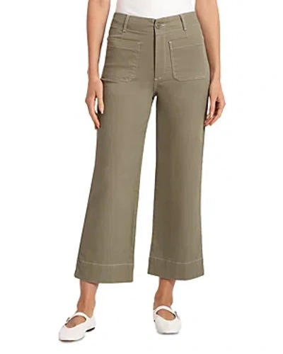 Bagatelle Contrast Stitch Crop Wide Leg Trousers In Dried Sage