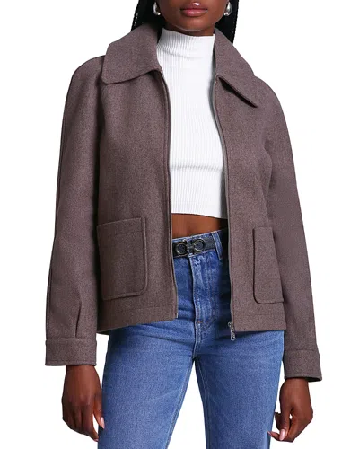 Bagatelle Cropped Zip Front Jacket In Chocolate