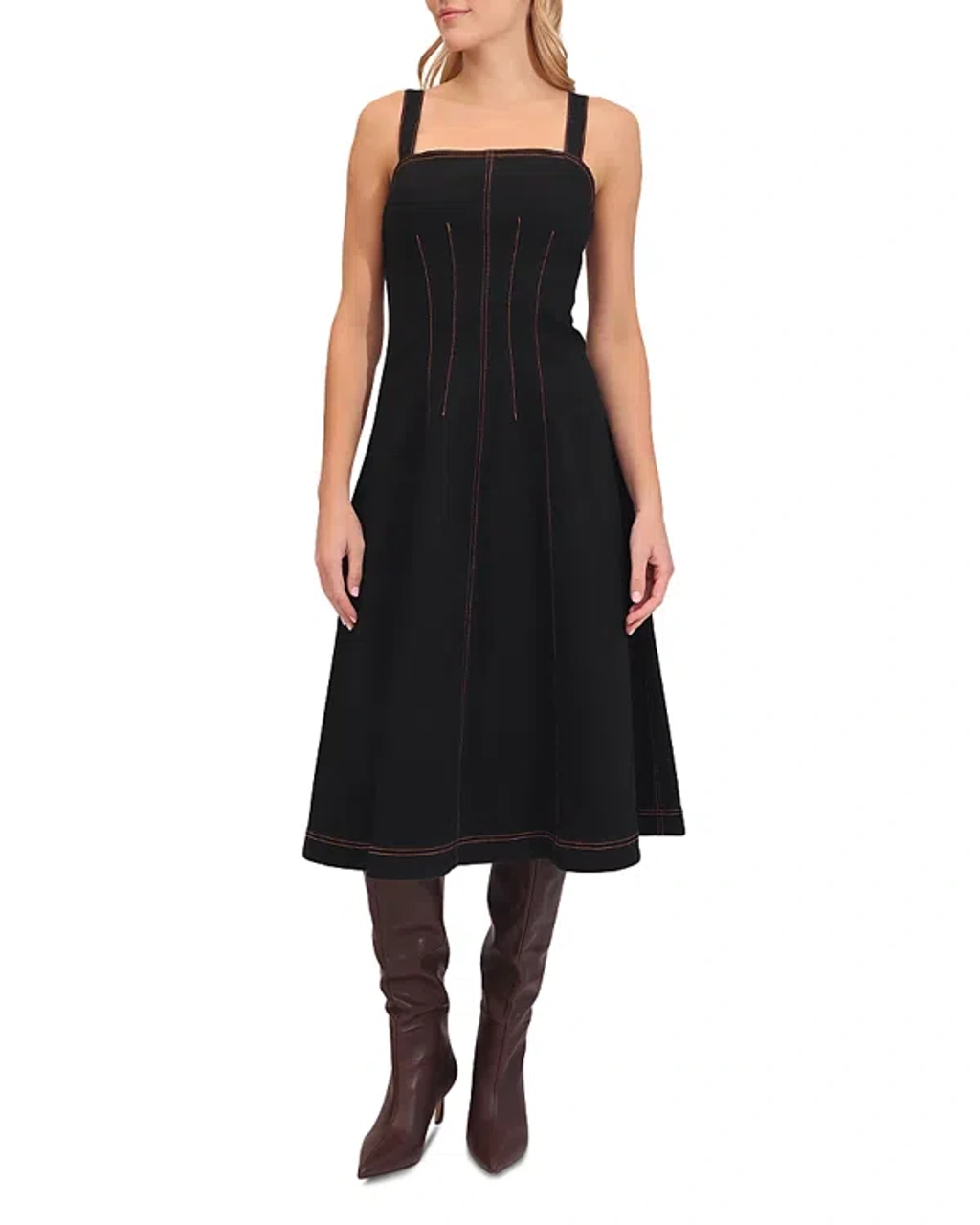 Bagatelle Denim Midi Dress In Black | ModeSens