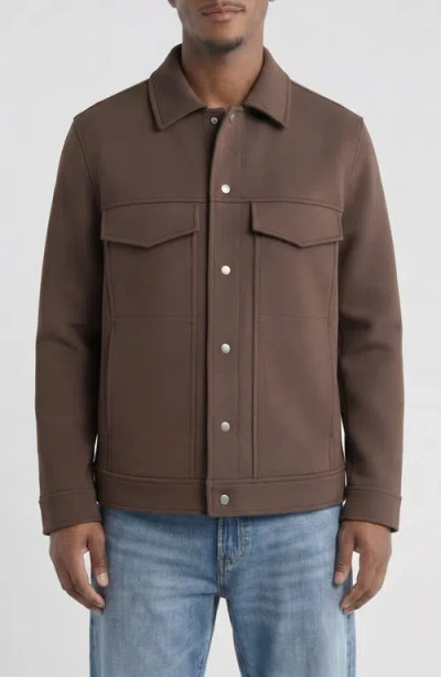 Bagatelle Double Face Performance Twill Trucker Jacket In Brown