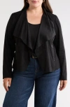 Bagatelle Drape Front Faux Suede Jacket In Black
