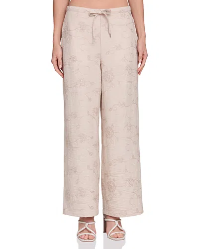 Bagatelle Embroidered Tie Front Pants In Neutral