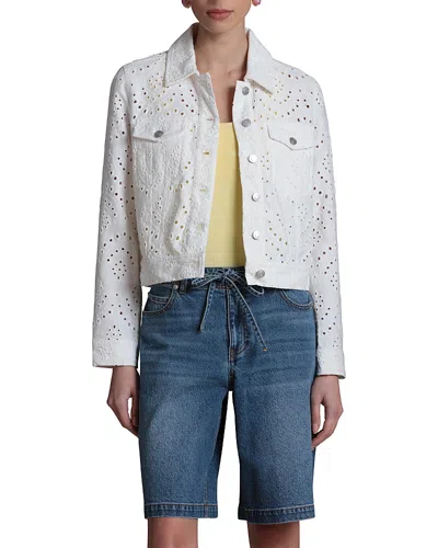 Bagatelle Eyelet Trucker Jacket In White