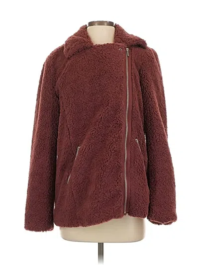 Pre-owned Bagatelle Faux Fur Jacket In Burgundy