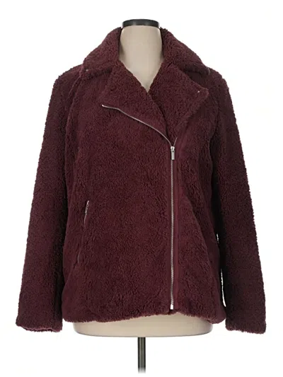 Pre-owned Bagatelle Faux Fur Jacket In Burgundy