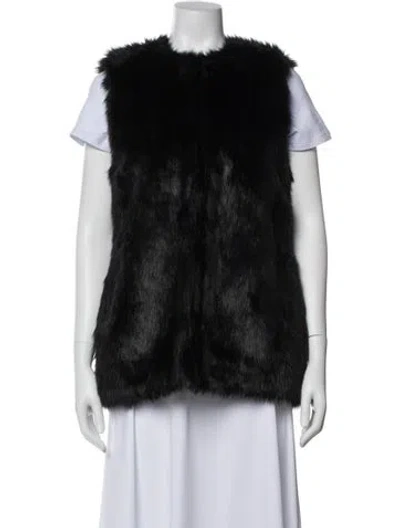 Pre-owned Bagatelle Faux Fur Vest In Black
