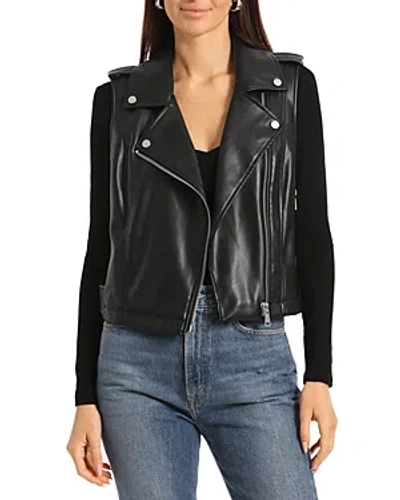 Bagatelle Faux Leather Biker Jacket In Black