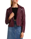 Bagatelle Faux Leather Biker Jacket In Burgundy