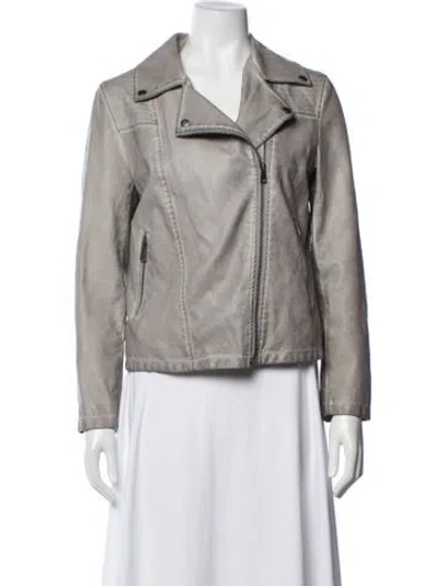 Pre-owned Bagatelle Faux Leather Biker Jacket In Gray