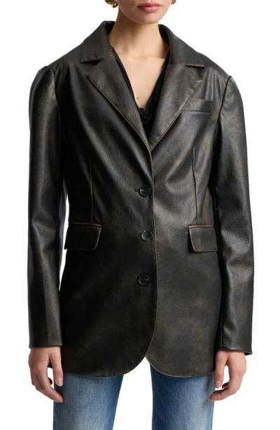 Bagatelle Faux Leather Blazer In Black