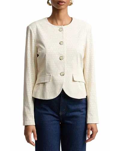 Bagatelle Faux Leather Cropped Riding Jacket In White