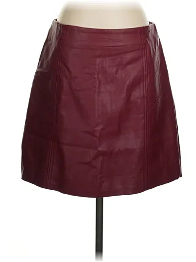 Pre-owned Bagatelle Faux Leather Skirt In Burgundy