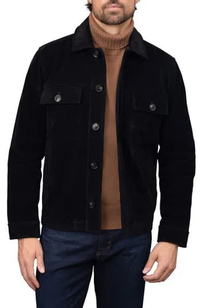Bagatelle Faux Nubuck Trucker Jacket In Black