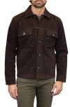 Shop Bagatelle Faux Nubuck Trucker Jacket In Chocolate