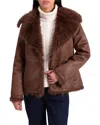 Bagatelle Faux Suede & Shearling Jacket In Brown