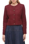 Bagatelle Faux Suede Crop Jacket In Burgundy