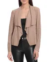 BAGATELLE FAUX-SUEDE DRAPE-FRONT JACKET