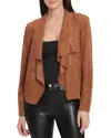 Bagatelle Faux-suede Drape-front Jacket In Sienna