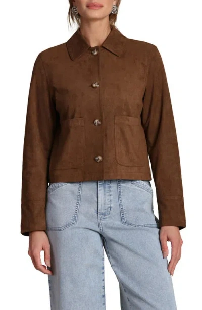 Bagatelle Faux Suede Jacket In Brown