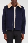 Bagatelle Felted Wool Blend Aviator Jacket In Blue
