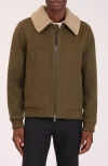 Bagatelle Felted Wool Blend Aviator Jacket In Green