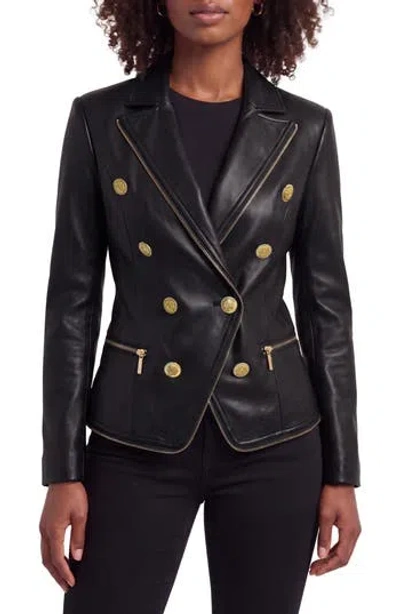 Bagatelle Fitted Faux Leather Moto Blazer In Black