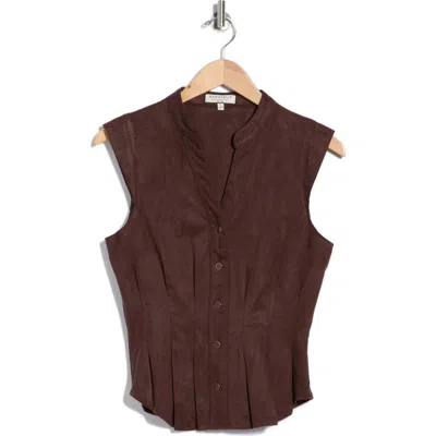 Bagatelle Fitted Waist Faux Suede Top In Bitter