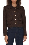 Bagatelle Floral Jacquard Crop Jacket In Brown