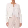 Bagatelle Fray Edge Cotton Eyelet Trucker Jacket In White