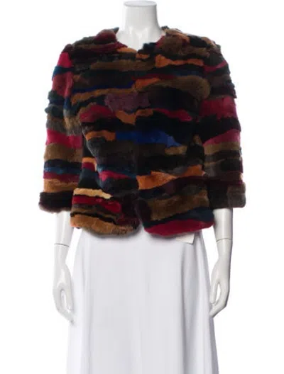 Pre-owned Bagatelle Fur Striped Fur Jacket In Red
