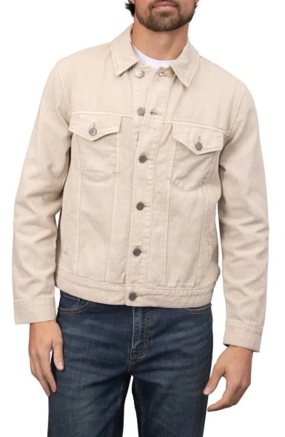 Bagatelle Garment Washed Twill Trucker Jacket In Beige