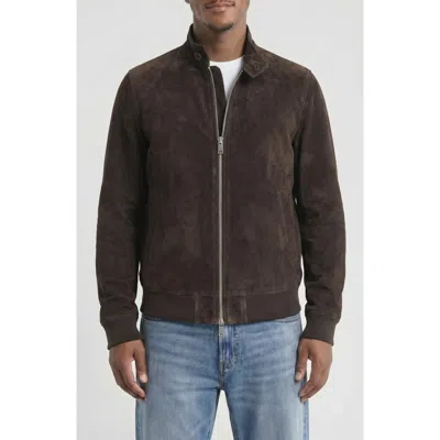 Bagatelle Goatskin Suede Harrington Jacket In Brown