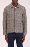 Bagatelle Herringbone Flannel Zip Jacket In Gray