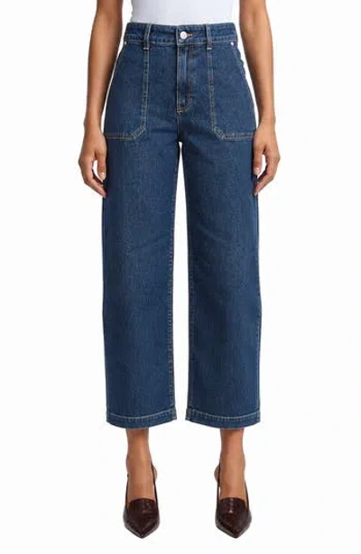 Bagatelle High Waist Patch Pocket Straight Leg Jeans In Blue
