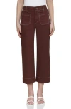 Bagatelle High Waist Wide Leg Crop Pants In Brown