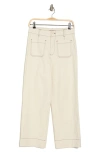 Bagatelle High Waist Wide Leg Crop Pants In Bone