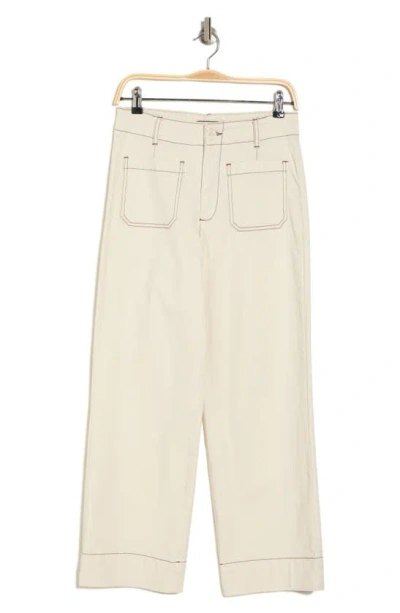 Bagatelle High Waist Wide Leg Crop Pants In Bone