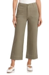 Bagatelle Contrast Stitch Crop Wide Leg Pants In Dried Sage