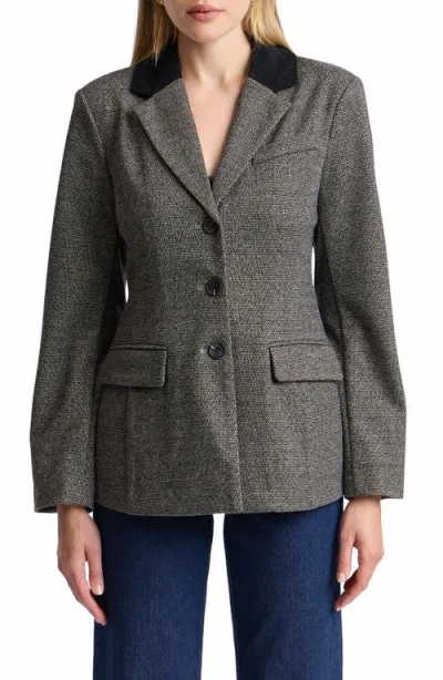 Bagatelle Hourglass Blazer In Black Grey Plaid