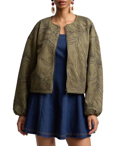 Bagatelle Jewel Neck Bomber Jacket In Green