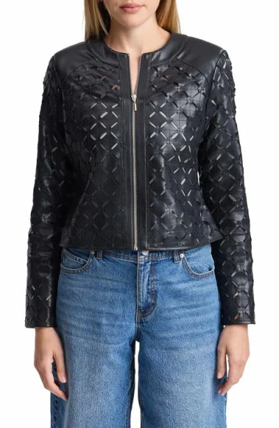 Bagatelle Laser-cut Faux Leather Jacket In Black