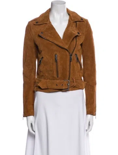 Pre-owned Bagatelle Leather Biker Jacket In Brown